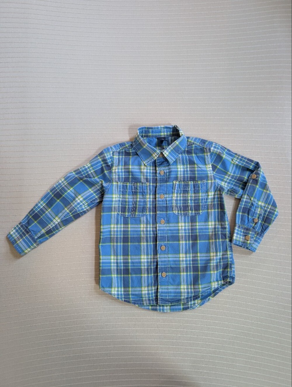 BabyGAP Blue Plaid Button-Front Shirt Toddler 4 Years